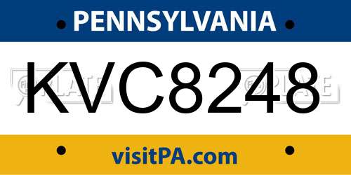 KVC8248 Pennsylvania License Plate