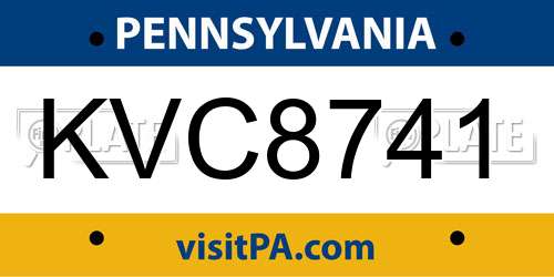 KVC8741 Pennsylvania License Plate