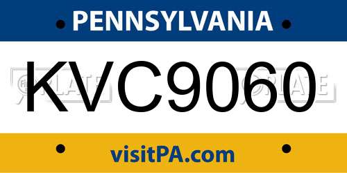 KVC9060 Pennsylvania License Plate