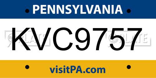 KVC9757 Pennsylvania License Plate