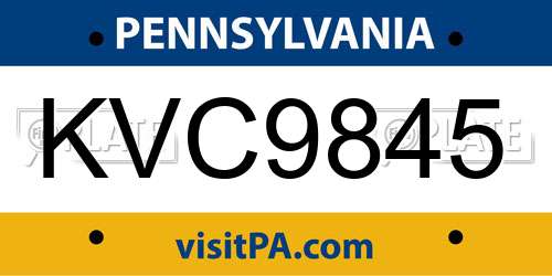 KVC9845 Pennsylvania License Plate