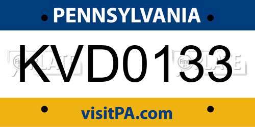 KVD0133 Pennsylvania License Plate