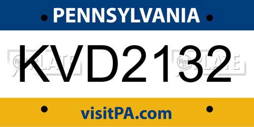 KVD2132 Pennsylvania License Plate