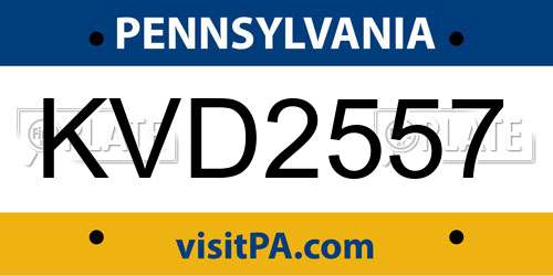 KVD2557 Pennsylvania License Plate