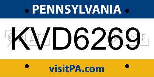KVD6269 Pennsylvania License Plate