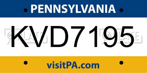 KVD7195 Pennsylvania License Plate