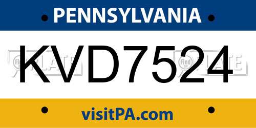 KVD7524 Pennsylvania License Plate