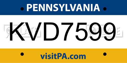 KVD7599 Pennsylvania License Plate