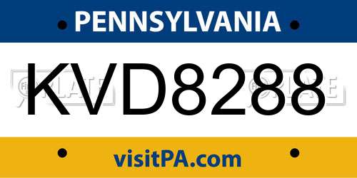 KVD8288 Pennsylvania License Plate
