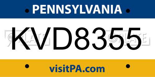 KVD8355 Pennsylvania License Plate