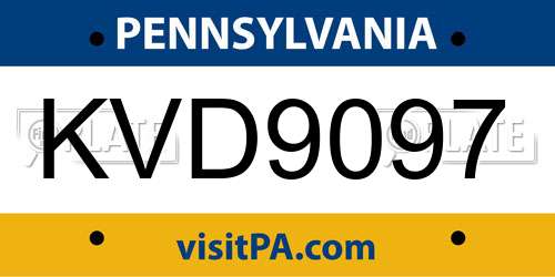 KVD9097 Pennsylvania License Plate