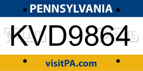 KVD9864 Pennsylvania License Plate
