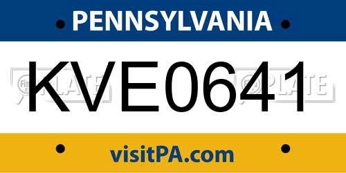 KVE0641 Pennsylvania License Plate