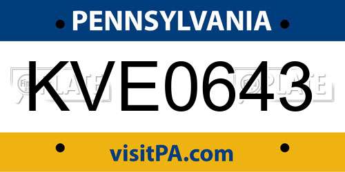 KVE0643 Pennsylvania License Plate