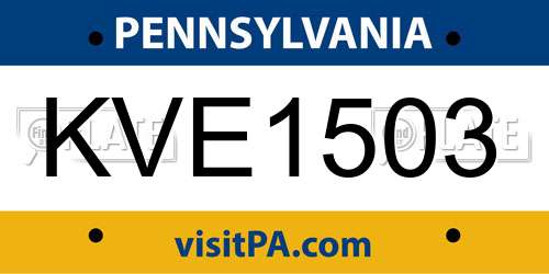 KVE1503 Pennsylvania License Plate