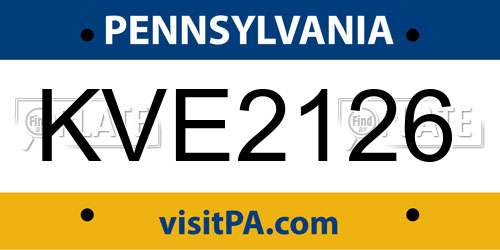 KVE2126 Pennsylvania License Plate