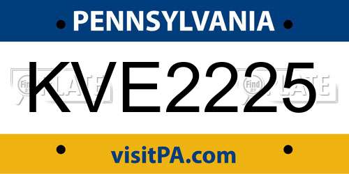 KVE2225 Pennsylvania License Plate