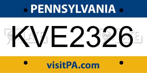 KVE2326 Pennsylvania License Plate