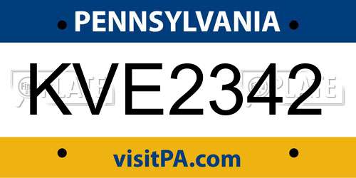 KVE2342 Pennsylvania License Plate