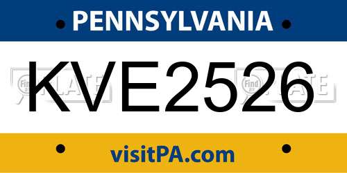 KVE2526 Pennsylvania License Plate