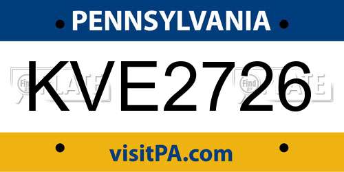 KVE2726 Pennsylvania License Plate