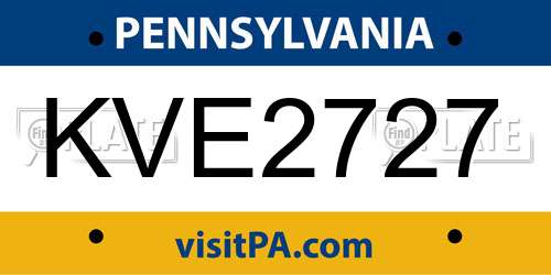 KVE2727 Pennsylvania License Plate