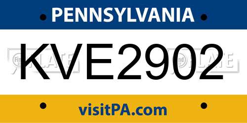 KVE2902 Pennsylvania License Plate