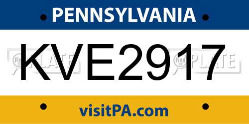 KVE2917 Pennsylvania License Plate