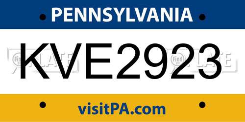KVE2923 Pennsylvania License Plate