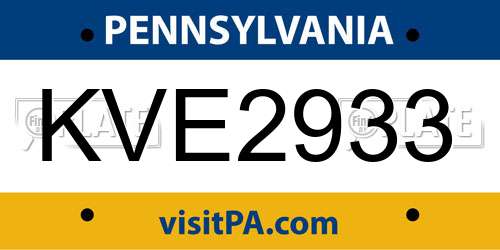 KVE2933 Pennsylvania License Plate