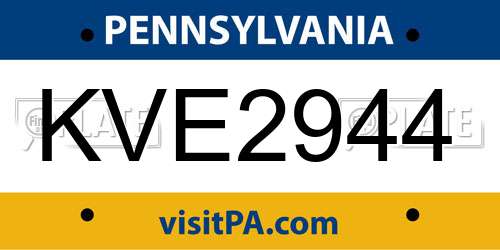 KVE2944 Pennsylvania License Plate