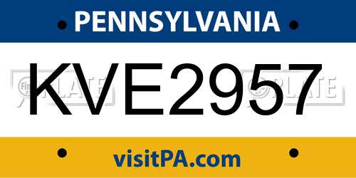 KVE2957 Pennsylvania License Plate