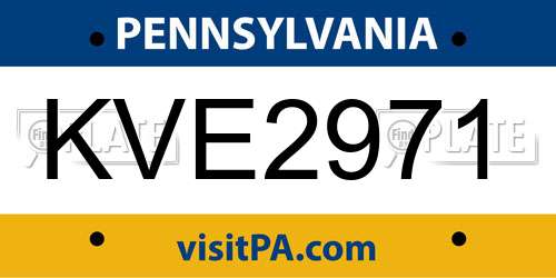 KVE2971 Pennsylvania License Plate