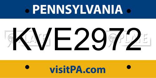 KVE2972 Pennsylvania License Plate