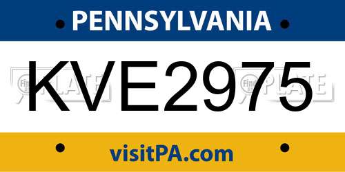 KVE2975 Pennsylvania License Plate