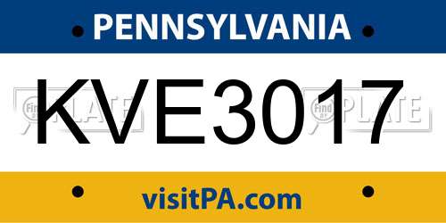 KVE3017 Pennsylvania License Plate