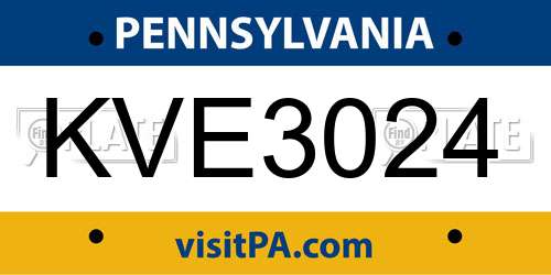 KVE3024 Pennsylvania License Plate