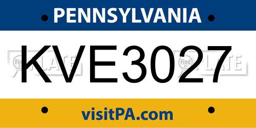 KVE3027 Pennsylvania License Plate