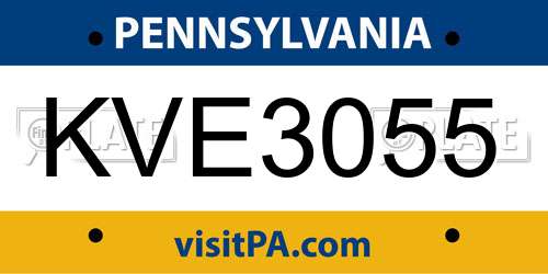 KVE3055 Pennsylvania License Plate