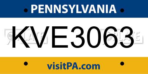 KVE3063 Pennsylvania License Plate