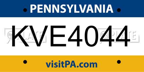 KVE4044 Pennsylvania License Plate