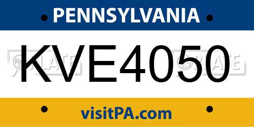 KVE4050 Pennsylvania License Plate