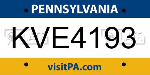 KVE4193 Pennsylvania License Plate