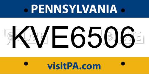KVE6506 Pennsylvania License Plate