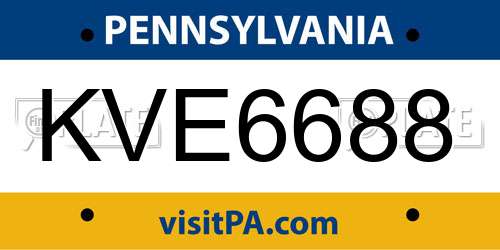 KVE6688 Pennsylvania License Plate