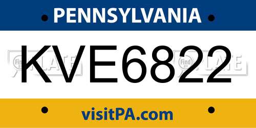 KVE6822 Pennsylvania License Plate