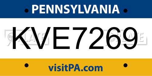 KVE7269 Pennsylvania License Plate