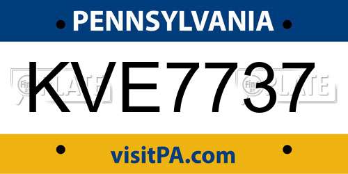 KVE7737 Pennsylvania License Plate