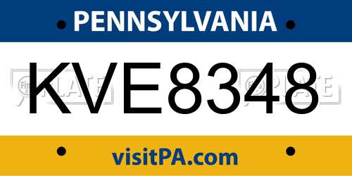 KVE8348 Pennsylvania License Plate
