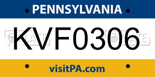 KVF0306 Pennsylvania License Plate